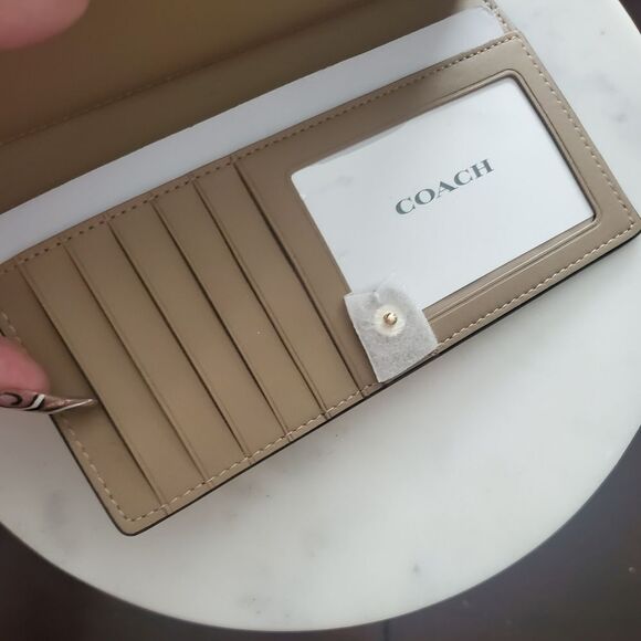 Coach Dreamyland Pastel Floral Print Slim Wallet in Chalk/Gold - Picture 8 of 11